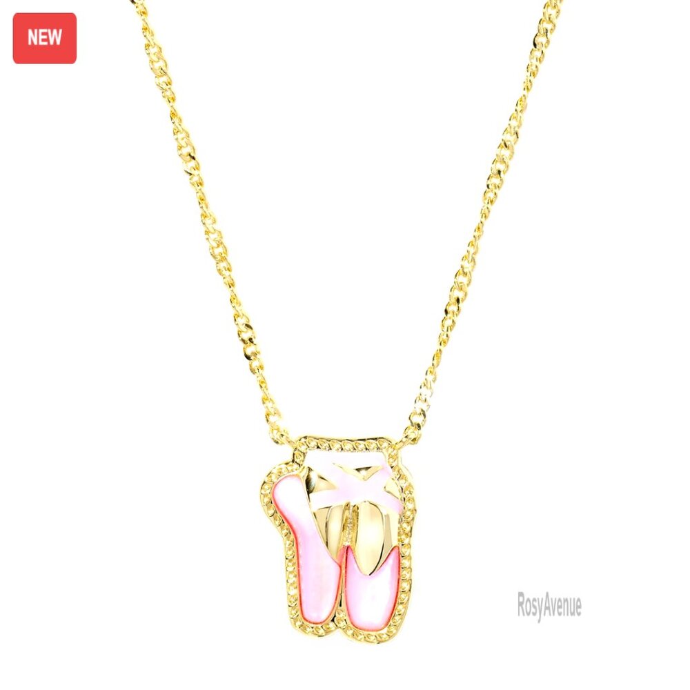 Gold Plated Ballet Slipper Pendant Necklace With Lobster Clasp